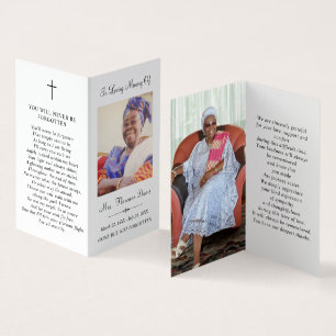 Tarjeta de rezo de la carpeta de fotos del funeral
