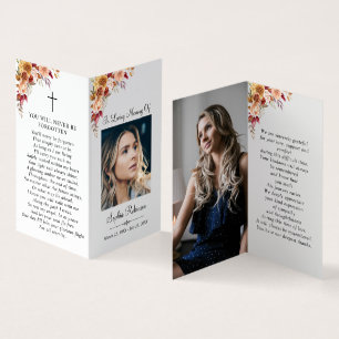 Tarjeta de rezo de la carpeta simple conmemorativa