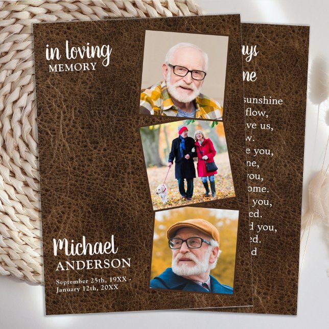 Tarjeta de rezo funeraria conmemorativa 3 de cuero (Subido por el creador)