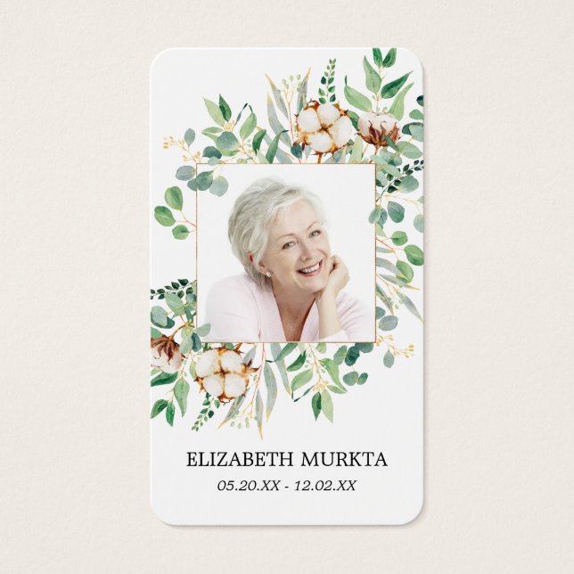 Tarjeta de rezo funeraria Fotográfica Eucalyptus (Frente)