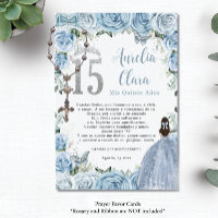 Tarjeta de rezo para bebe Chica floral azul con tr