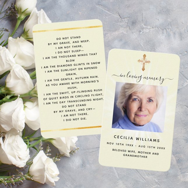 Tarjeta de rezo para el funeral con foto de luz cr (Subido por el creador)