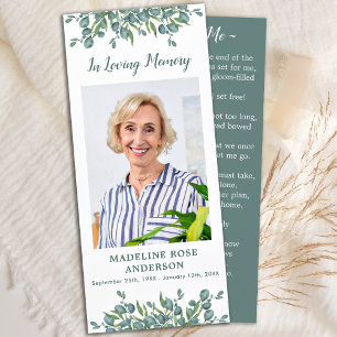 Tarjeta de rezo para el funeral de Eucalyptus con