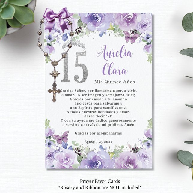 Tarjeta de rezo Quinceañera de mariposas moradas f (Subido por el creador)