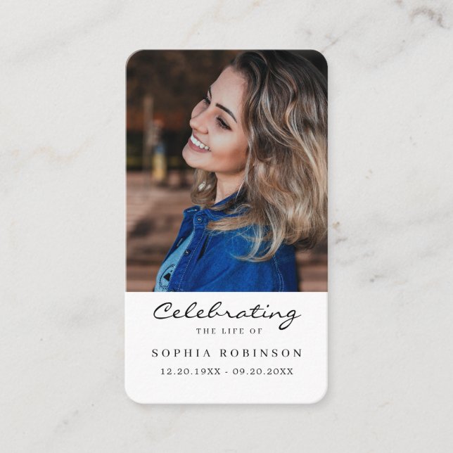 Tarjeta de rezo simple de fotos en memoria de fune (Anverso)