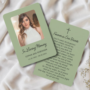 Tarjeta de rezo verde simple conmemorativa Sage Ph