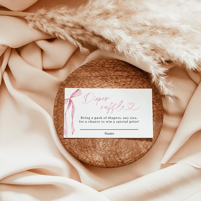 Tarjeta de Rifa de Pañales con Lazo Rosa, Baby Sho (Subido por el creador)