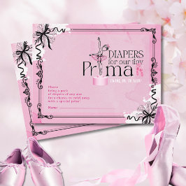 Tarjeta de rifa de pañales con tema de ballet