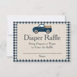 Tarjeta de rifa de pañales de Camión Azul Rústico