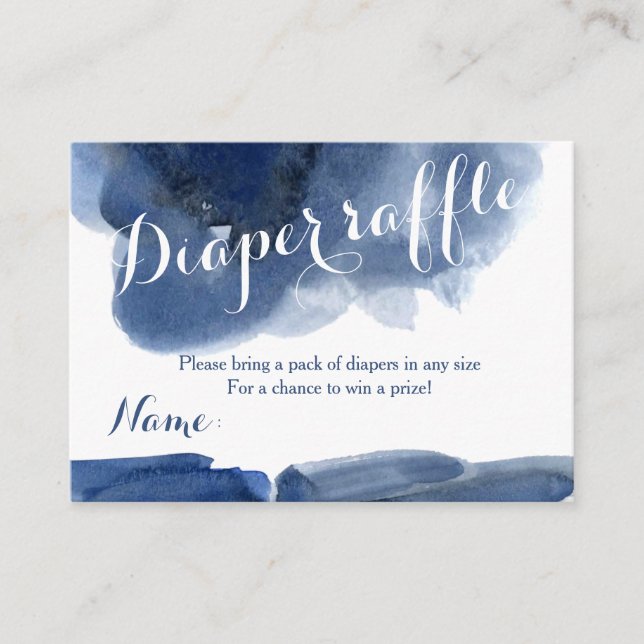 Tarjeta de rifa de pañales de ducha de bebé azul a (Anverso)