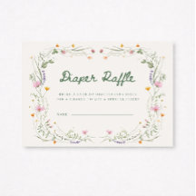 Tarjeta de Rifa de Pañales de Flor Silvestre 'Bebé