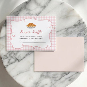 Tarjeta de rifa de pañales de gingham rosa Cutie P