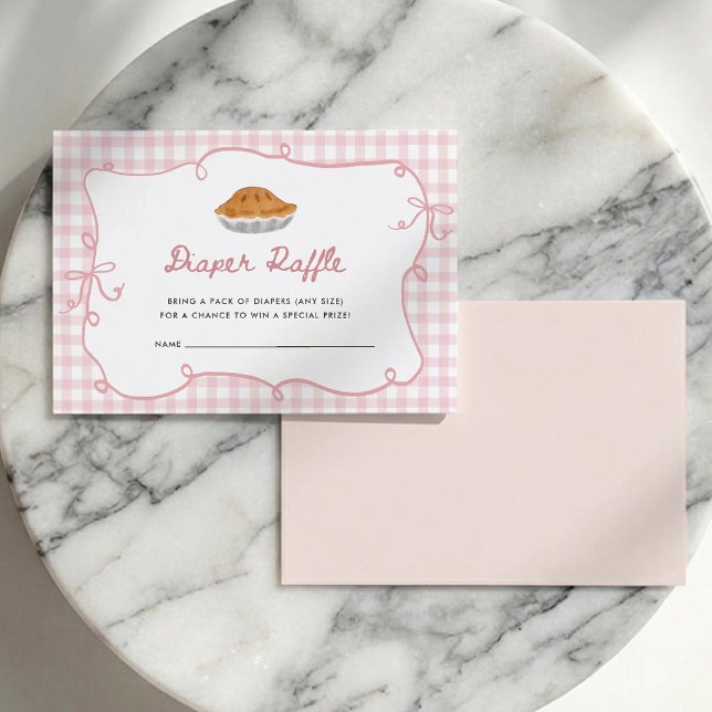 Tarjeta de rifa de pañales de gingham rosa Cutie P (Subido por el creador)