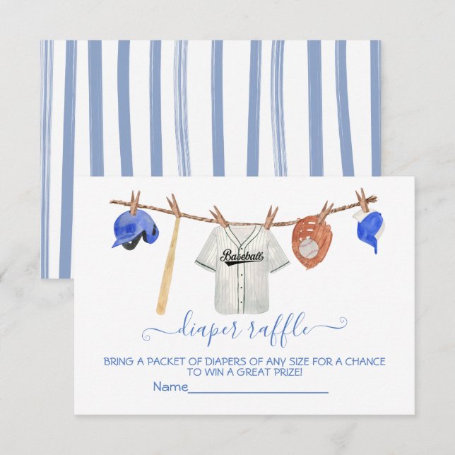Tarjeta de rifa de pañales para baby shower con te (Anverso / Reverso)