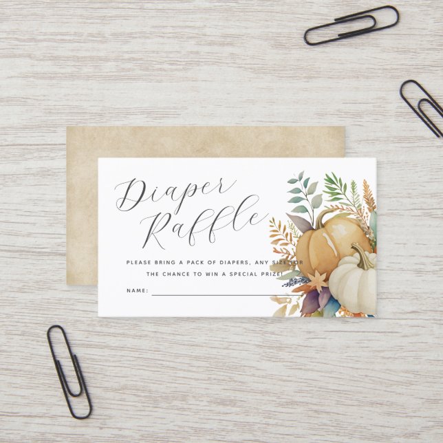 tarjeta de rifa de pañales para calabazas de acuar (Anverso/Reverso In Situ)