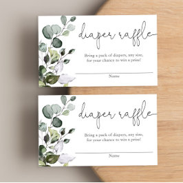 Tarjeta de rifa de pañales para pañales Eucalyptus