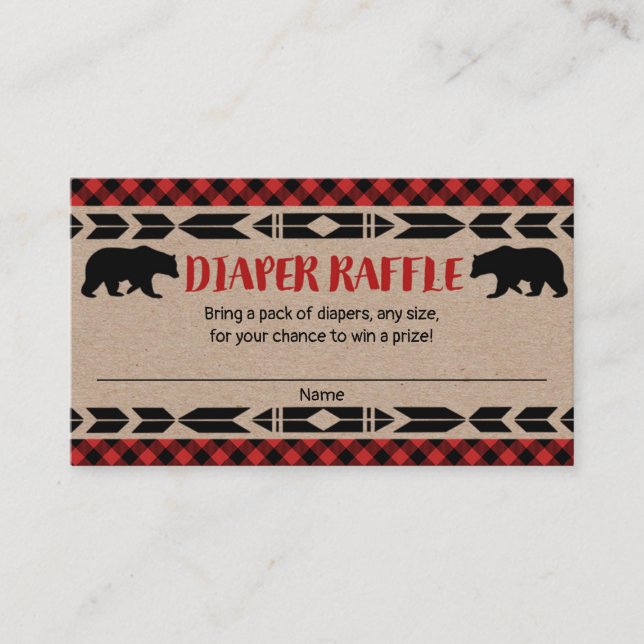Tarjeta de rifa de pañales para pañales para bebé  (Anverso)