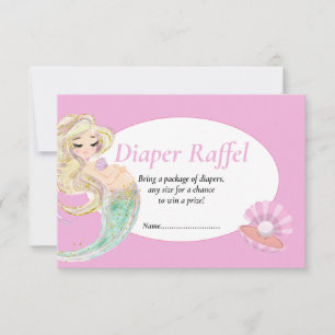 Tarjeta de rifa de pañales rosa sirena para baby s