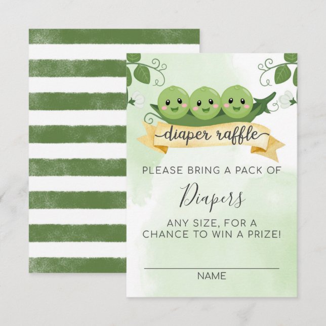 Tarjeta de rifa de pañales Three Peas in a Pod (Anverso / Reverso)