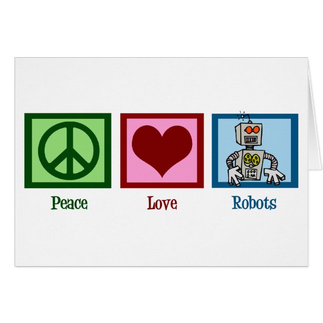 Tarjeta de robots de amor por la paz (Anverso (Horizontal))