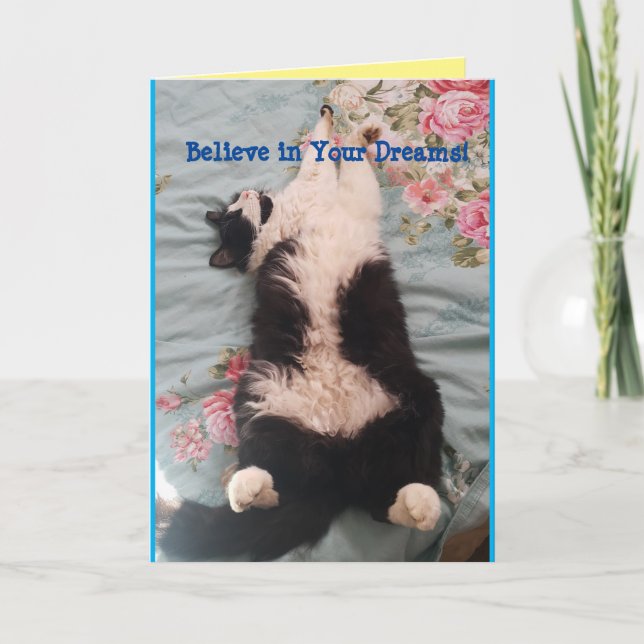 Tarjeta de rodillos para gatos de Tuxedo Cute Funn (Anverso)