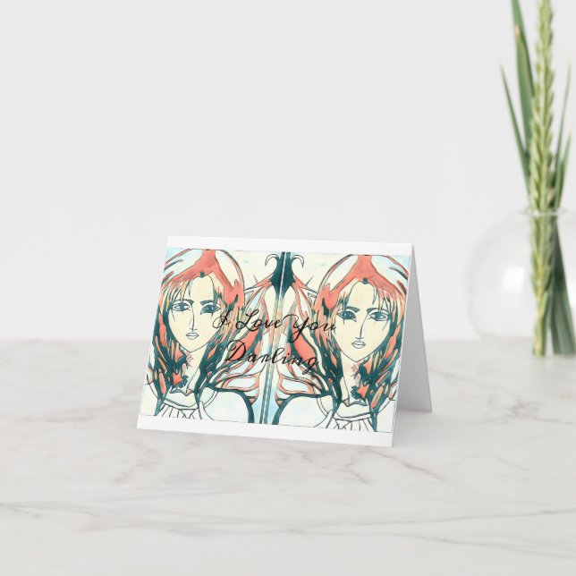 Tarjeta de Romance inspirada en el anime japonés (Anverso)