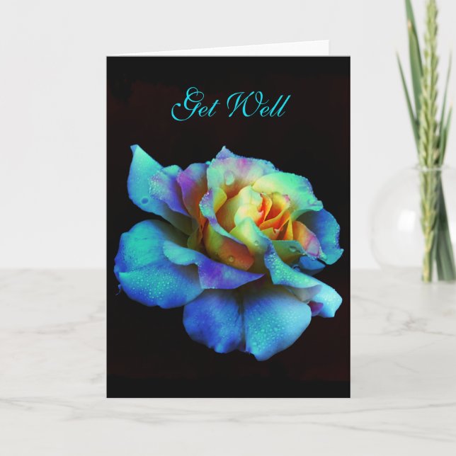 Tarjeta de Rosa Arcoiris Turquesa (Anverso)