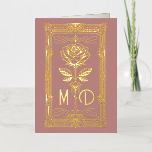 Tarjeta de Rosa con Lámina de Oro Art Déco Persona