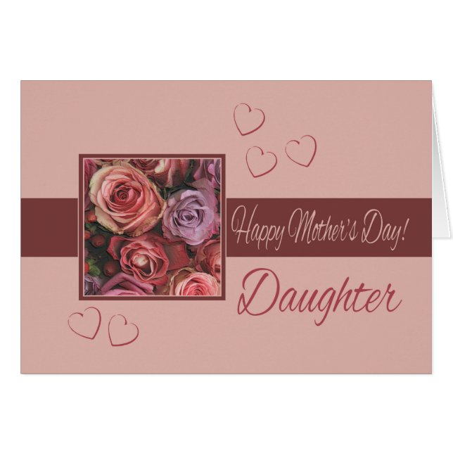    Tarjeta de rosa DaughterMother's Day (Anverso (Horizontal))