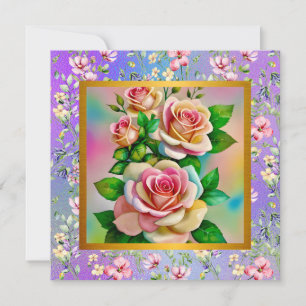Tarjeta de Rosa de Acuarela Elegante del Día de la