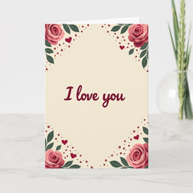 Tarjeta de Rosa de Amor Rosa (Anverso)