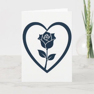 Tarjeta de Rosa de Corazón de Pan de Oro Minimalis