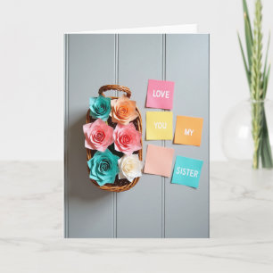 Tarjeta de Rosa de Papel de Hermana que Amo