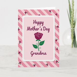 Tarjeta de rosa del día de la madre a rayas