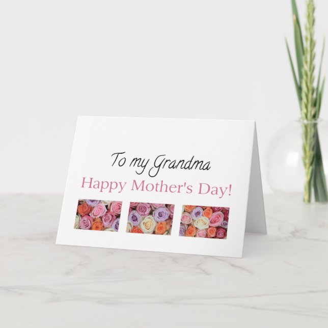 Tarjeta de rosa del Día de la Madre de la abuela (Anverso)