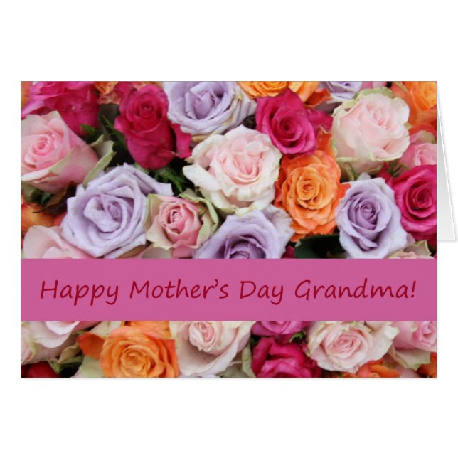 Tarjeta de rosa del Día de la Madre de la abuela (Anverso (Horizontal))