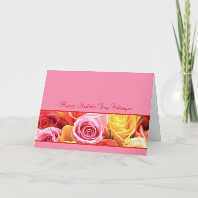 Tarjeta de rosa del Día de la Madre Feliz Colega (Anverso)