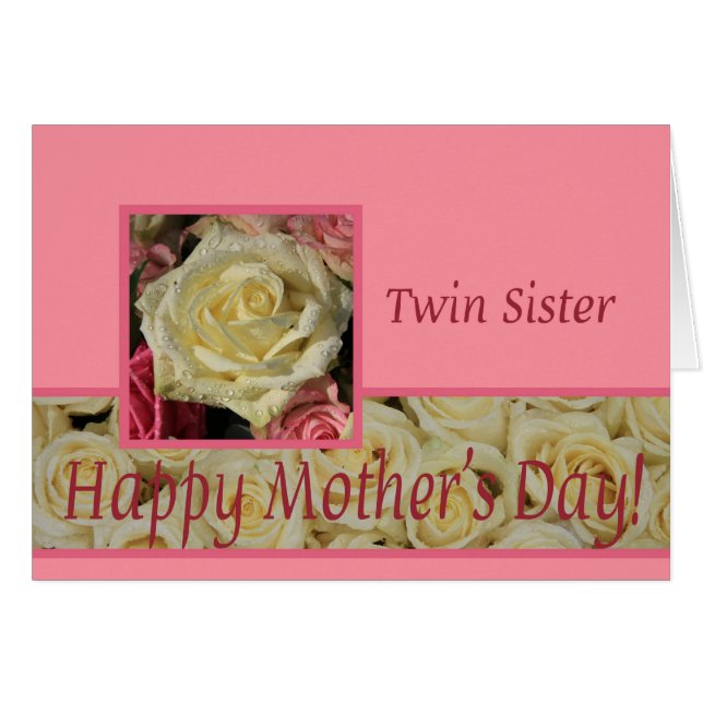 Tarjeta de rosa del Día de la Madre Feliz Hermana (Anverso (Horizontal))