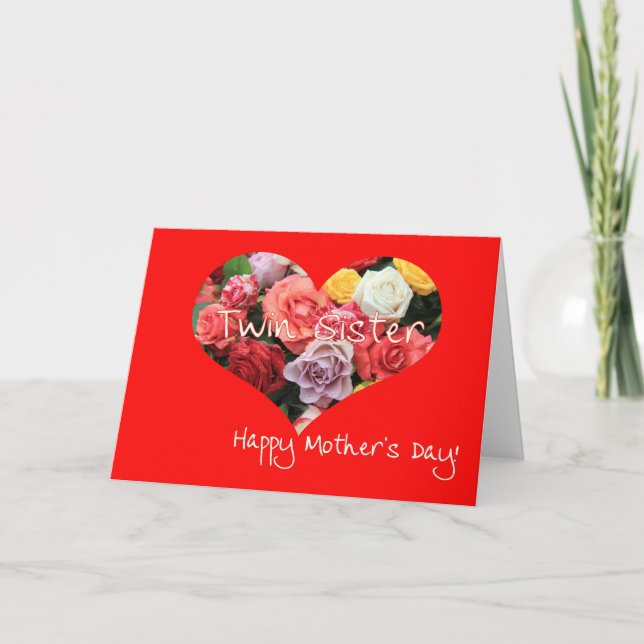 Tarjeta de rosa del Día de la Madre Feliz Hermana (Anverso)