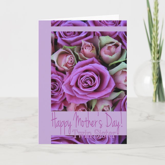 Tarjeta de rosa del Día de la Madre Feliz Hermana (Anverso)
