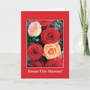 Tarjeta de rosa del día de la madre francesa