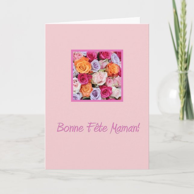 Tarjeta de rosa del Día de la Madre Francesa (Anverso)