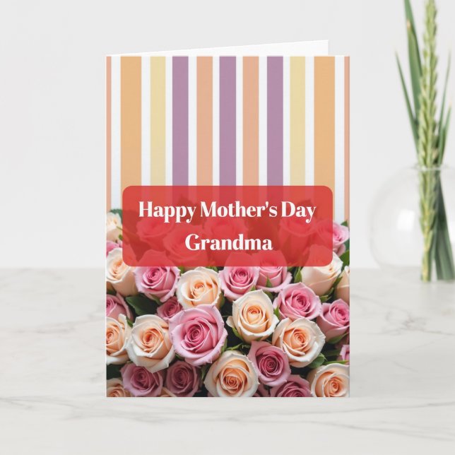 Tarjeta de rosa del día de la madre pastel (Anverso)