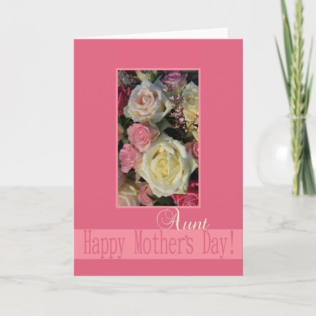 Tarjeta de rosa del Día de la tía Madre (Anverso)