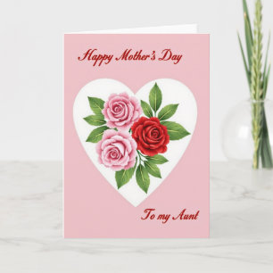Tarjeta de Rosa del Día de las Madres Corazón Flor