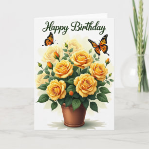 Tarjeta de Rosa Dorada Alegre