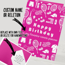 Tarjeta de 💗 Rosa Feliz Cumpleaños 🎾 Tenis