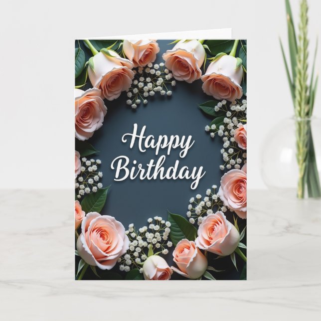 Tarjeta de Rosa Melocotón Alegre (Anverso)