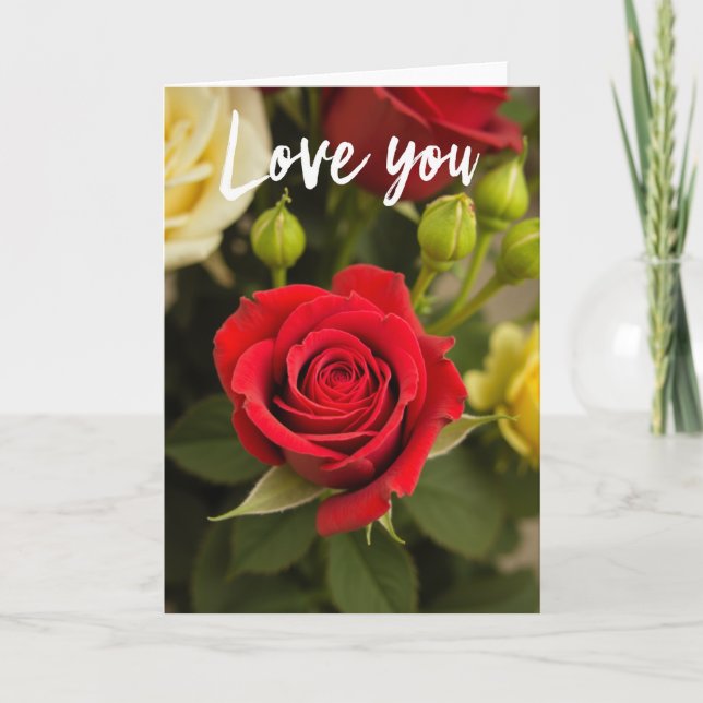 Tarjeta de Rosa Roja Te Amo (Anverso)
