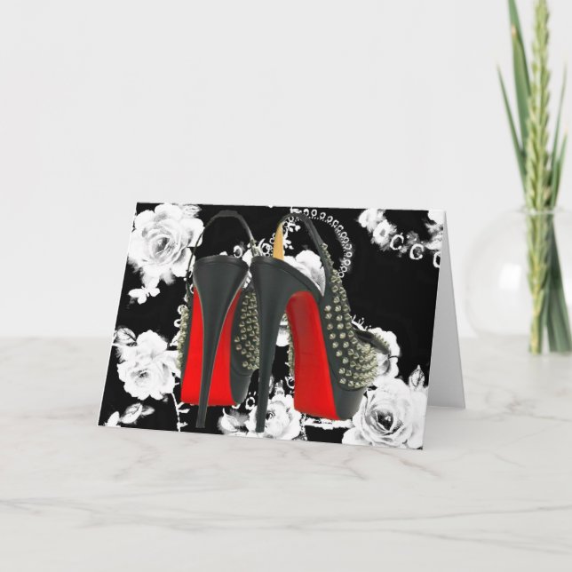 Tarjeta de Rosa romántica con tacones de araña de  (Anverso)